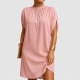 Women's Ruched Neckline Dress - Elegant Cutout Design | Spring - Pink