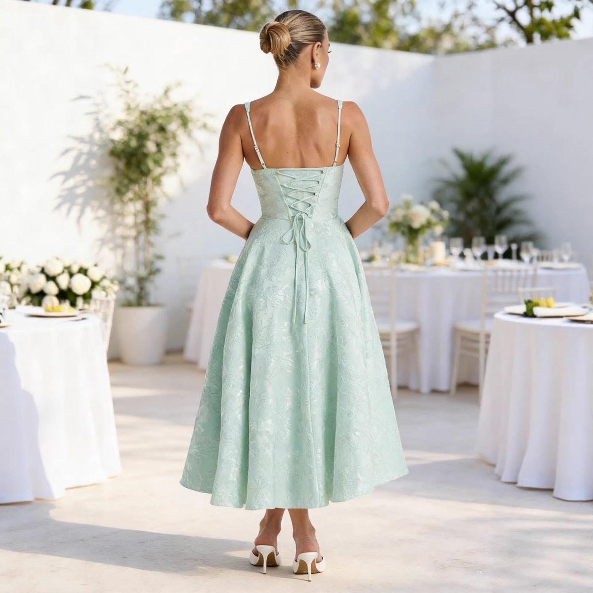 Women's Ruched Sweetheart Midi Cocktail Dress - Flared A-Line | Spring
