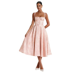 Women's Ruched Sweetheart Midi Cocktail Dress - Flared A-Line | Spring