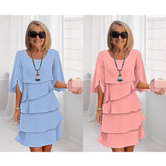 Women's Ruffle Sleeve Midi Dress - Tiered Layered Design | Spring
