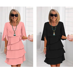 Women's Ruffle Sleeve Midi Dress - Tiered Layered Design | Spring