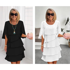 Women's Ruffle Sleeve Midi Dress - Tiered Layered Design | Spring