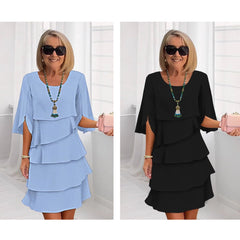 Women's Ruffle Sleeve Midi Dress - Tiered Layered Design | Spring