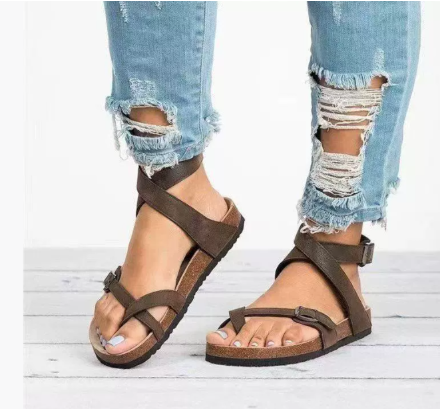 Women's Sandals | Adjustable Straps | Slip-On | Summer - Brown