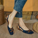 Women's Sandals | Low Heel | Slingback | Slip-On | Summer - Navy