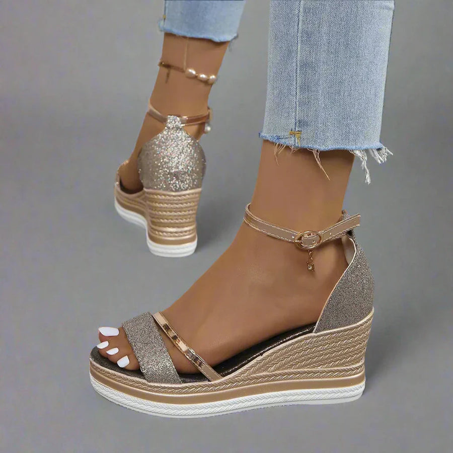 Women's Sandals | Platform | Wedge Sole | Summer - Rose Gold