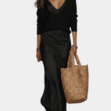 Women's Satin Blouse Dress Set - Elegant Two-Piece | Spring - Black