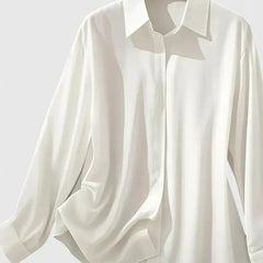 Women's Satin Button-Up Blouse - Elegant Summer Style