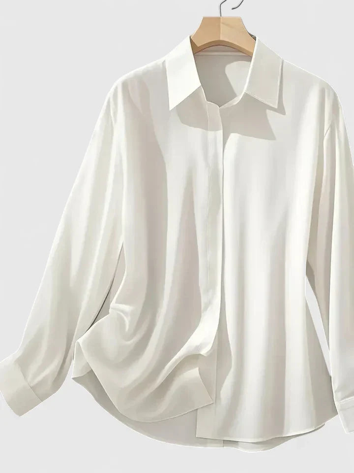 Women's Satin Button-Up Blouse - Elegant Summer Style