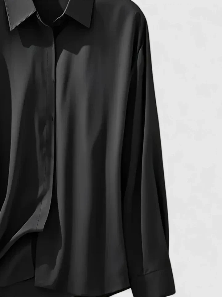 Women's Satin Button-Up Blouse - Elegant Summer Style