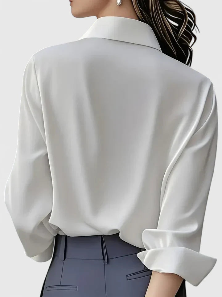 Women's Satin Button-Up Blouse - Elegant Summer Style