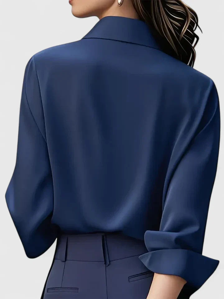 Women's Satin Button-Up Blouse - Elegant Summer Style