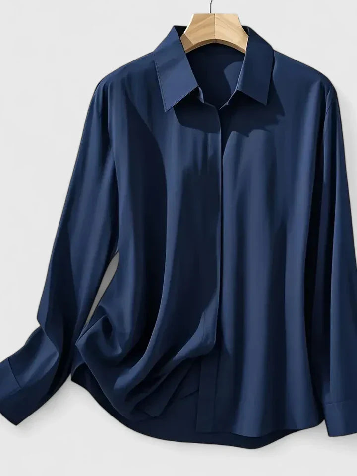 Women's Satin Button-Up Blouse - Elegant Summer Style