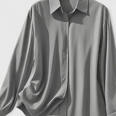 Women's Satin Button-Up Blouse - Elegant Summer Style