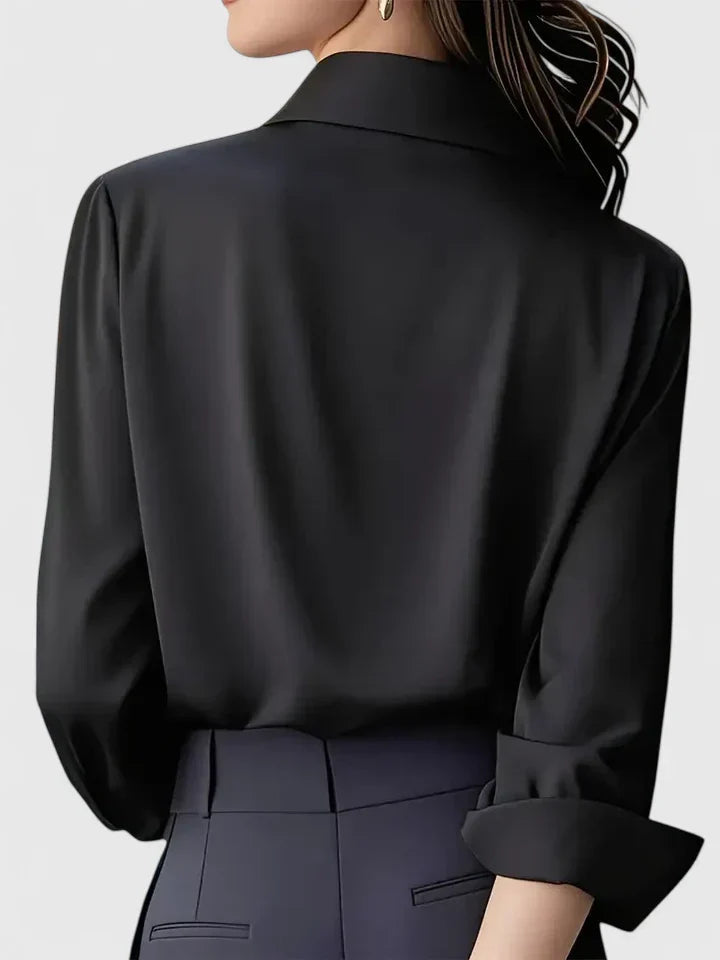 Women's Satin Button-Up Blouse - Elegant Summer Style
