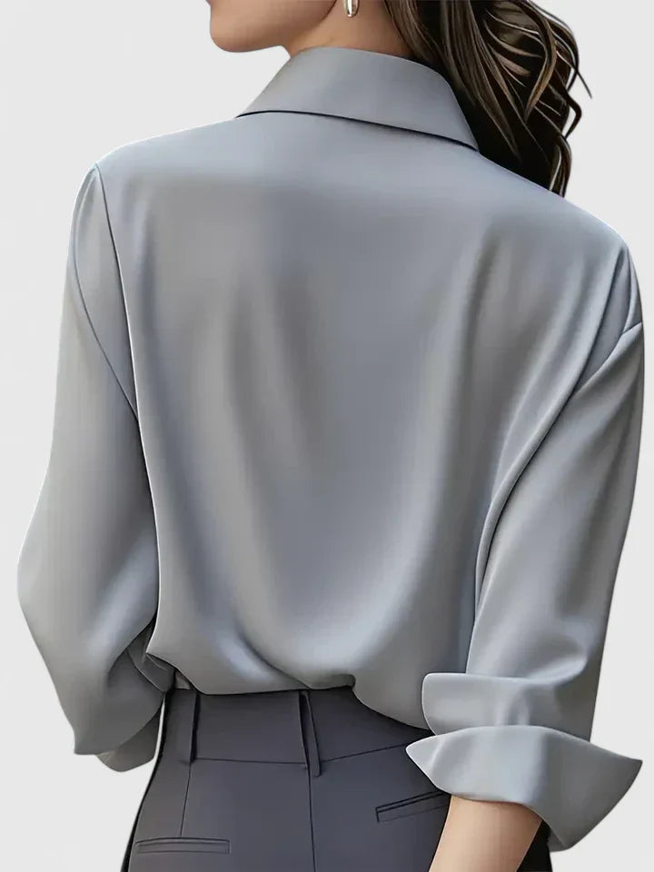 Women's Satin Button-Up Blouse - Elegant Summer Style