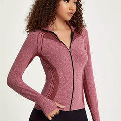 Women's Seamless Sport Jacket | Mesh | Active | Autumn - Burgundy