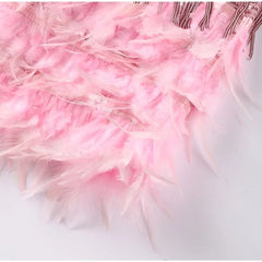 Women's Sequin Fringe Feather Mini Cocktail Dress - V-Neck Party
