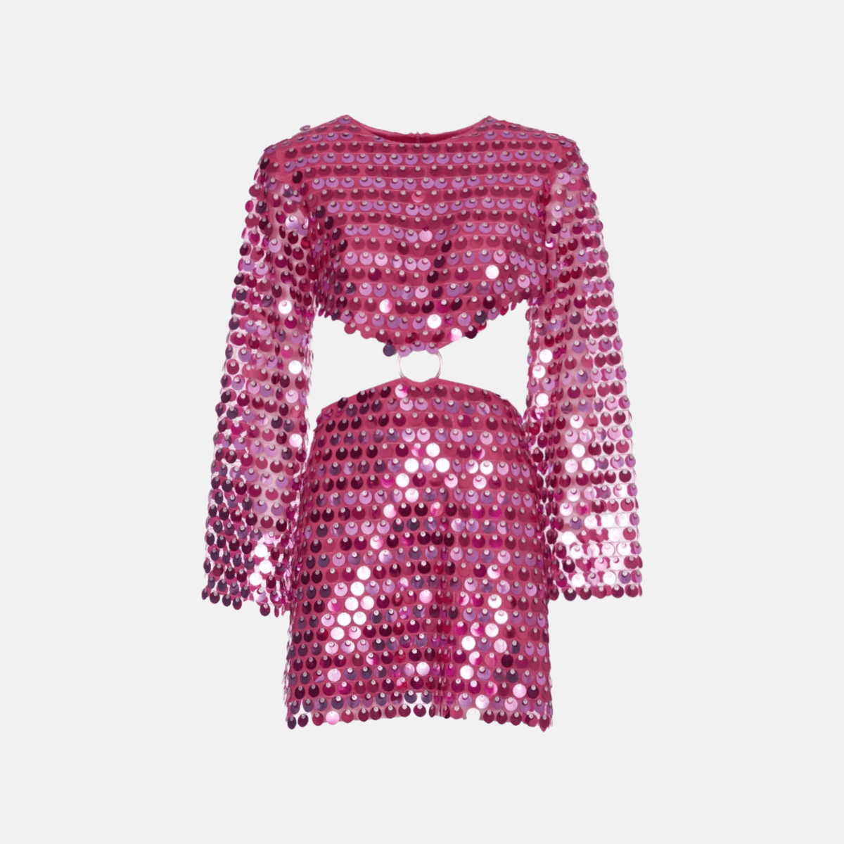 Women's Sequin Mini Dress | Long Sleeves | Party | Summer - Rose