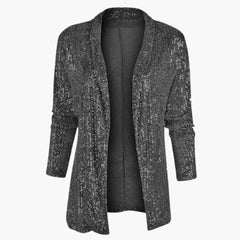 Women's Sequin Vest | Shawl Collar | Formal | Winter - Black