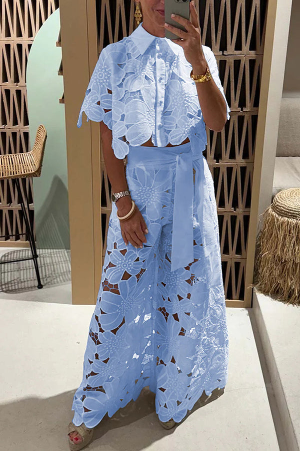 Women's Set | Elegant | Belted | Summer - Blue