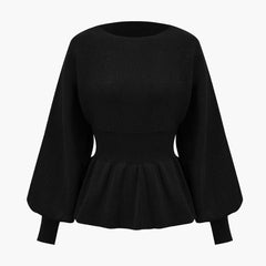 Women's Set | Knit | Peplum Top & Pencil Skirt | Elegant | Autumn