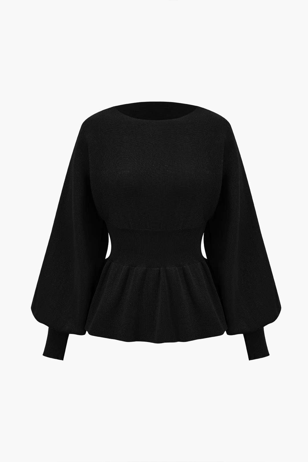 Women's Set | Knit | Peplum Top & Pencil Skirt | Elegant | Autumn