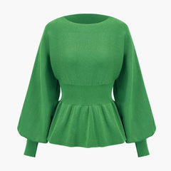 Women's Set | Knit | Peplum Top & Pencil Skirt | Elegant | Autumn