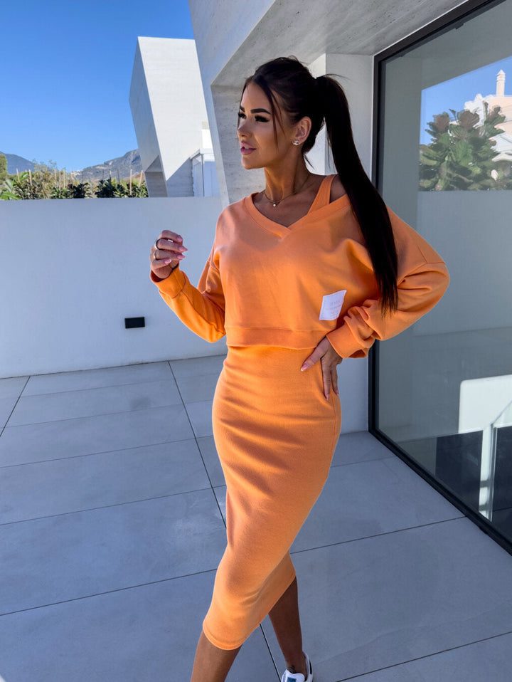 Women's Set | Midi | Two-Piece | Spring - Orange