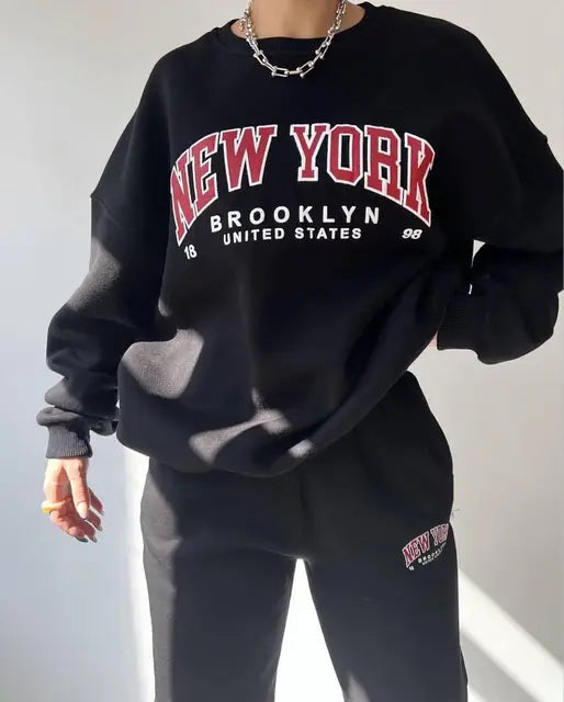 Women's Set | Plus Size | Two-Piece | New York Style | Urban | Autumn - Black