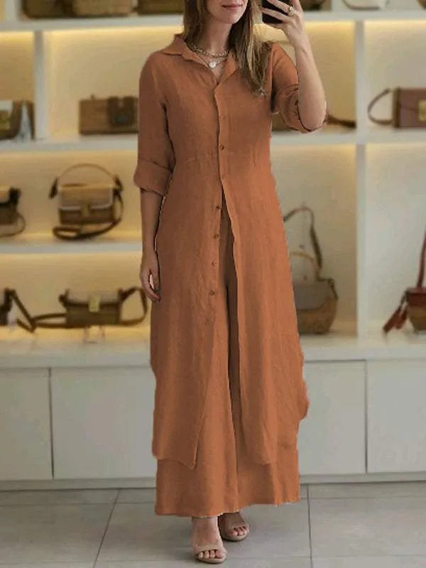 Women's Set | Tailored | Two-Piece | Spring - Brown