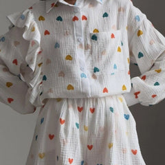Women's Set | Two-Piece | Heart Print | Shorts | Summer