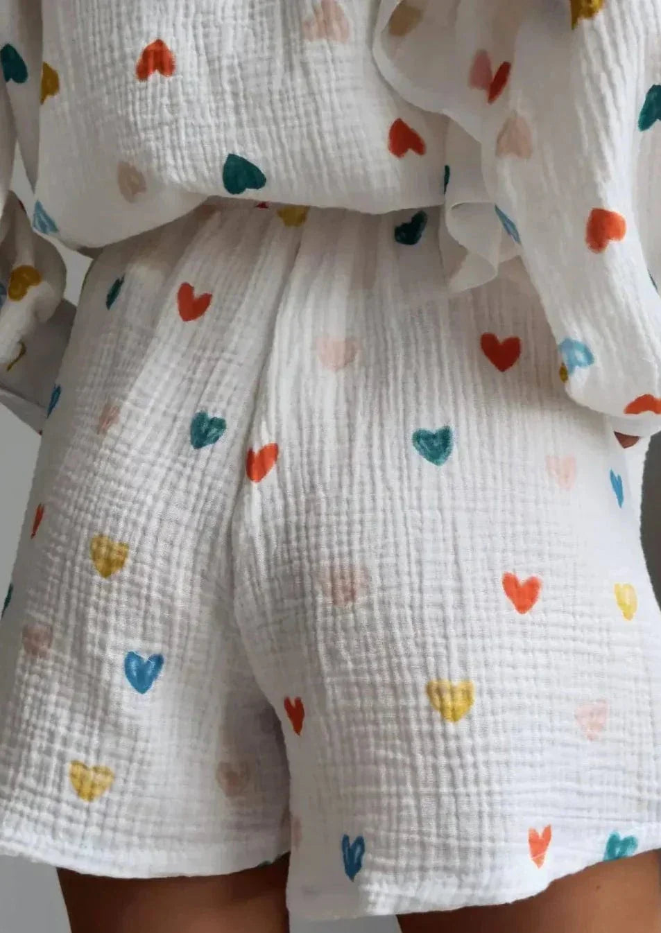 Women's Set | Two-Piece | Heart Print | Shorts | Summer