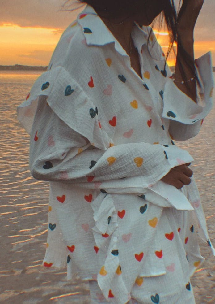Women's Set | Two-Piece | Heart Print | Shorts | Summer