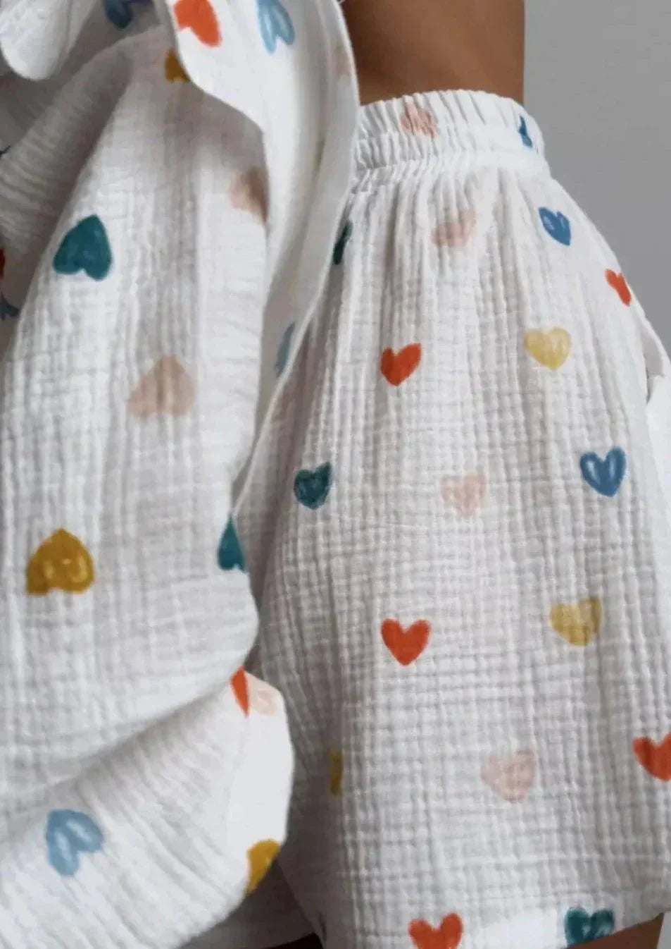 Women's Set | Two-Piece | Heart Print | Shorts | Summer