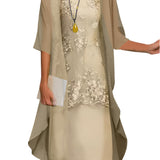 Women's Sheer Sleeve Midi Dress - Wedding Guest Flowing | Spring - Yellow