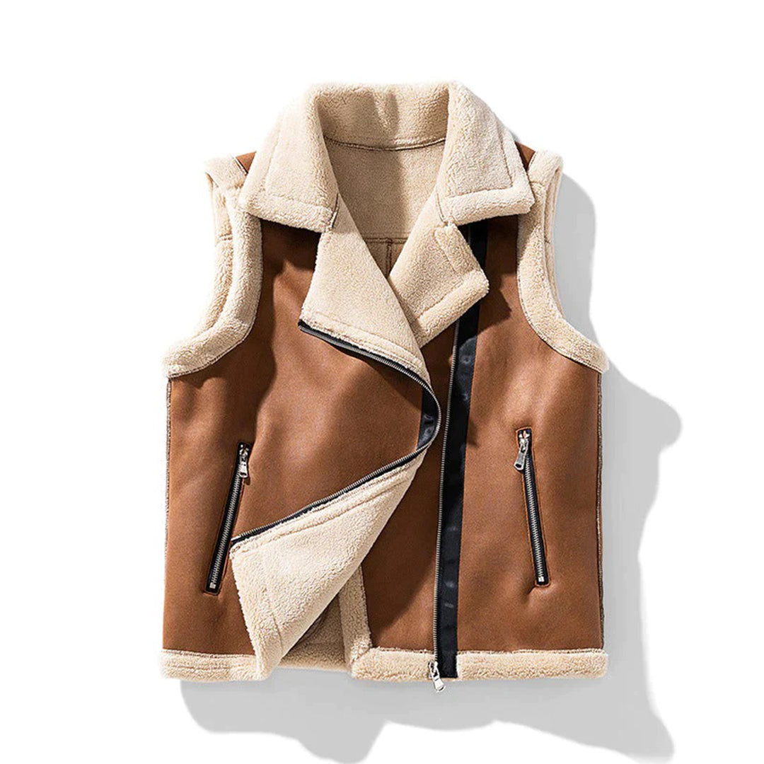 Women's Sherpa Fleece Vest | Warm Gilet | Cozy | Winter - Chestnut