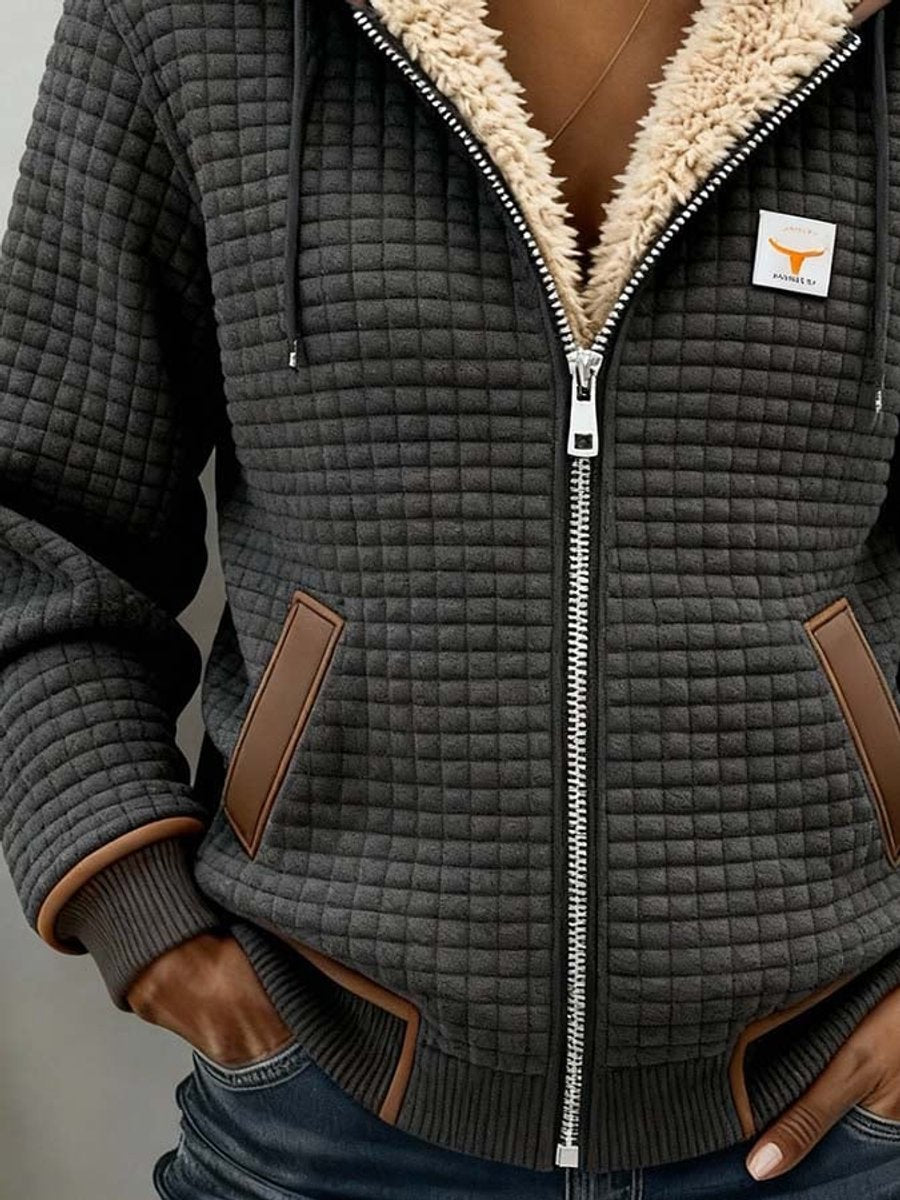 Women's Sherpa-Lined Quilted Jacket - Full-Zip Hooded Fleece | Autumn