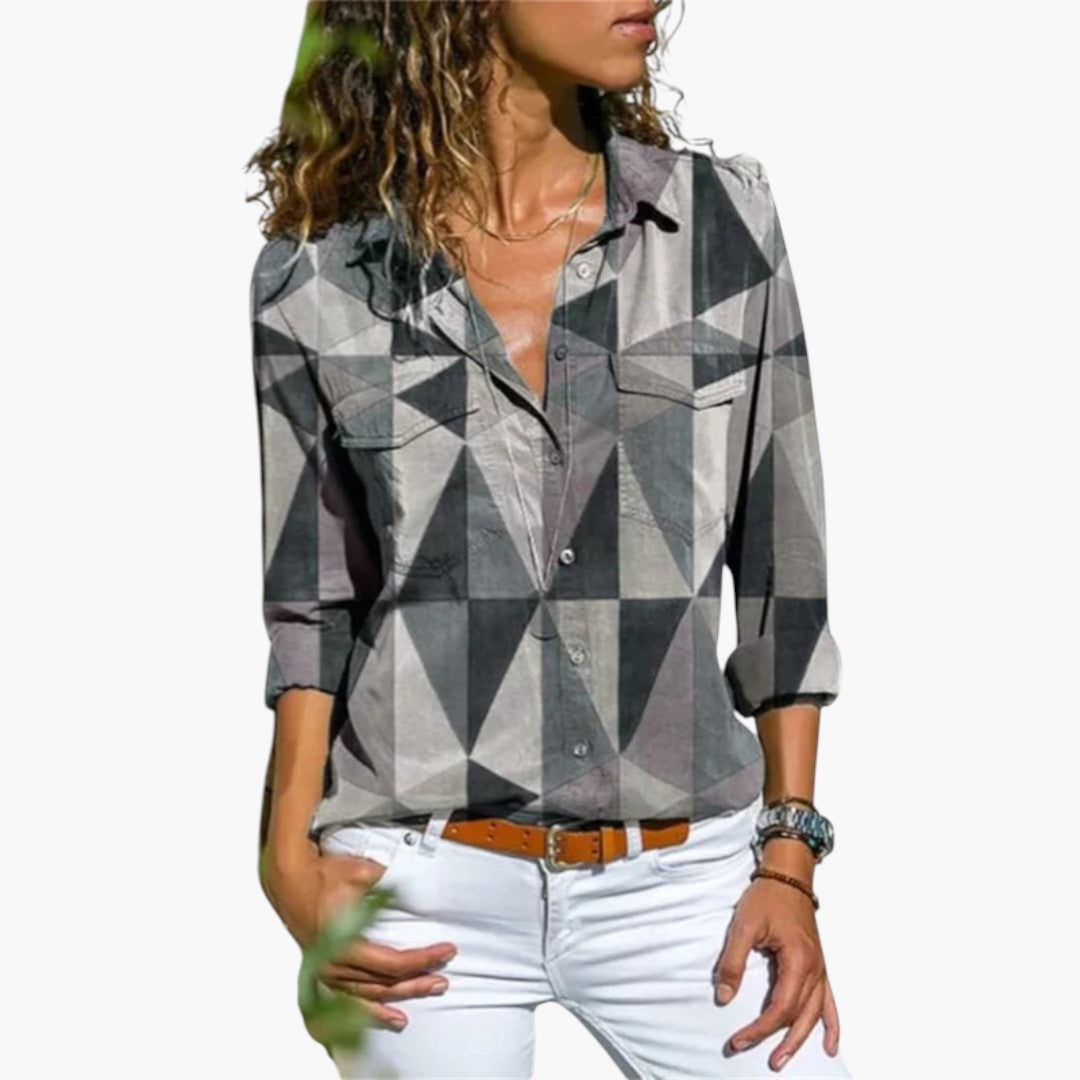 Women's Shirt | Button-Down | Long Sleeve | Spring - Gray