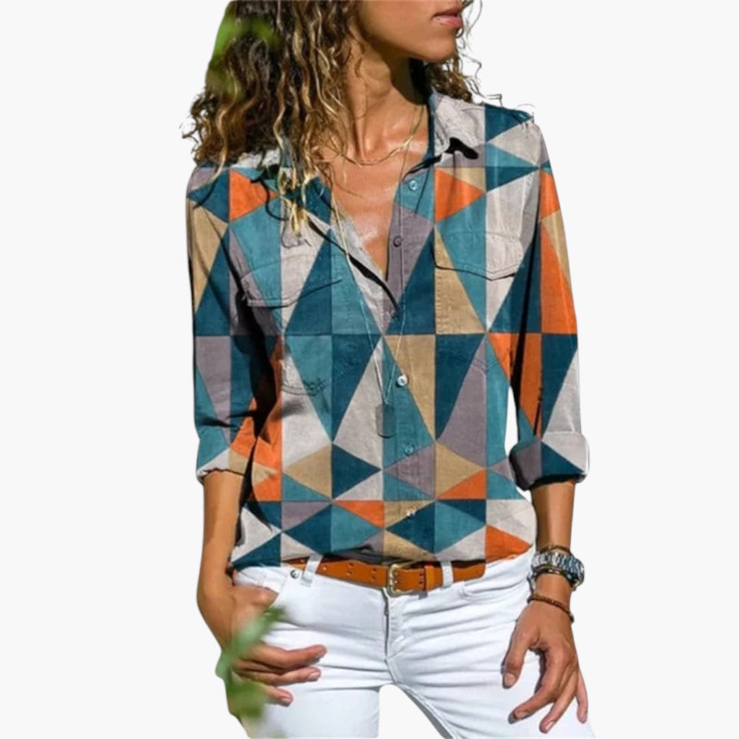 Women's Shirt | Button-Down | Long Sleeve | Spring - Orange