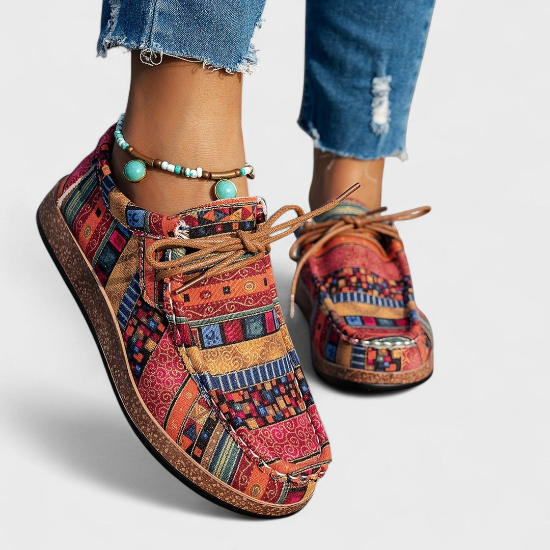 Women's Shoes | Retro Lace Up | Summer - Red