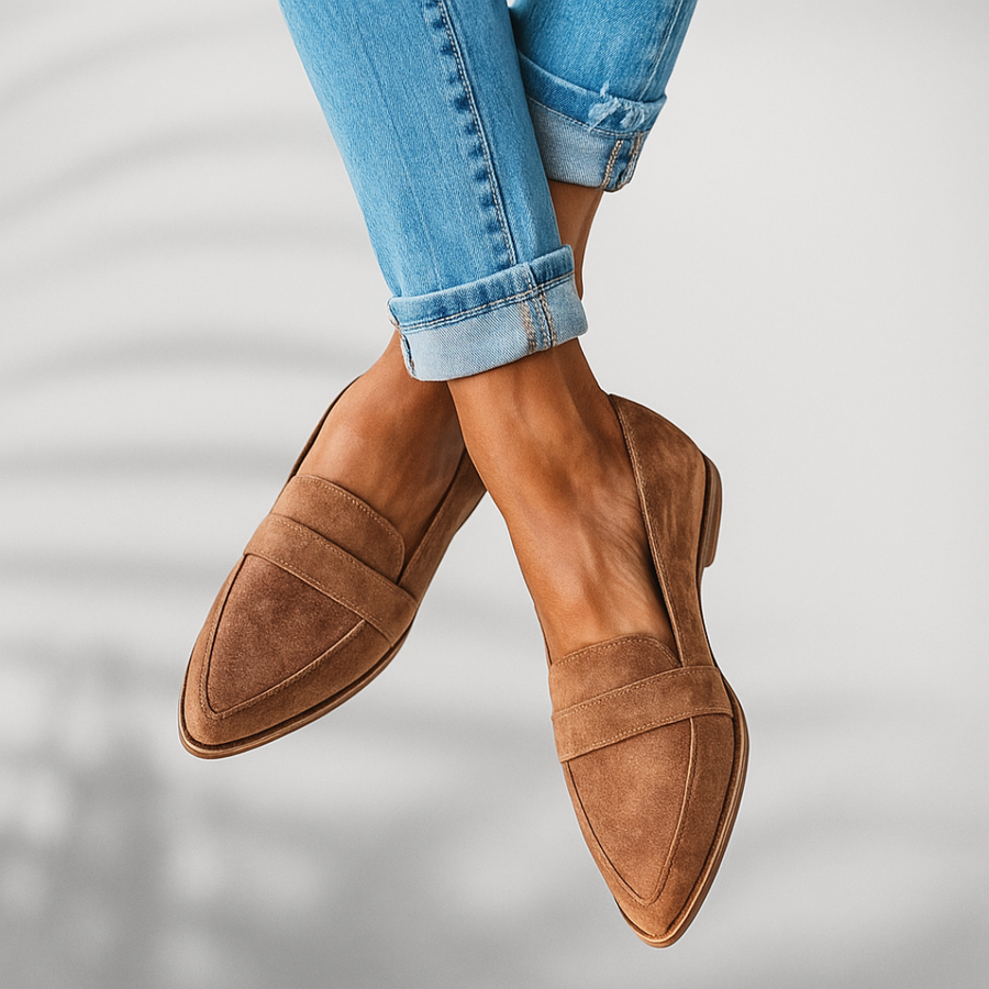 Women's Shoes | Slip-On Loafers | Pointed Toe | Summer - Khaki