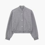 Women's Short Bomber | Zip Front | Ribbed Hem | Autumn - Gray