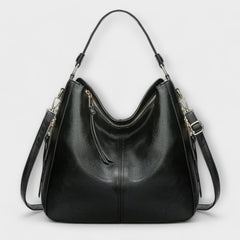 Women's Shoulder Bag with Classic Elegance - Structured Design - Black