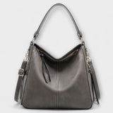 Women's Shoulder Bag with Classic Elegance - Structured Design - Grey