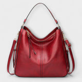 Women's Shoulder Bag with Classic Elegance - Structured Design - Red