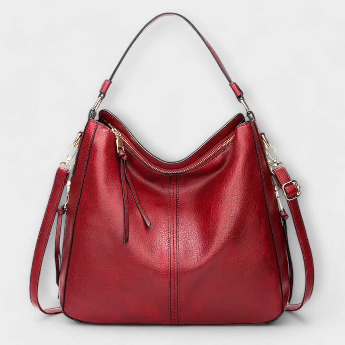 Women's Shoulder Bag with Classic Elegance - Structured Design - Red