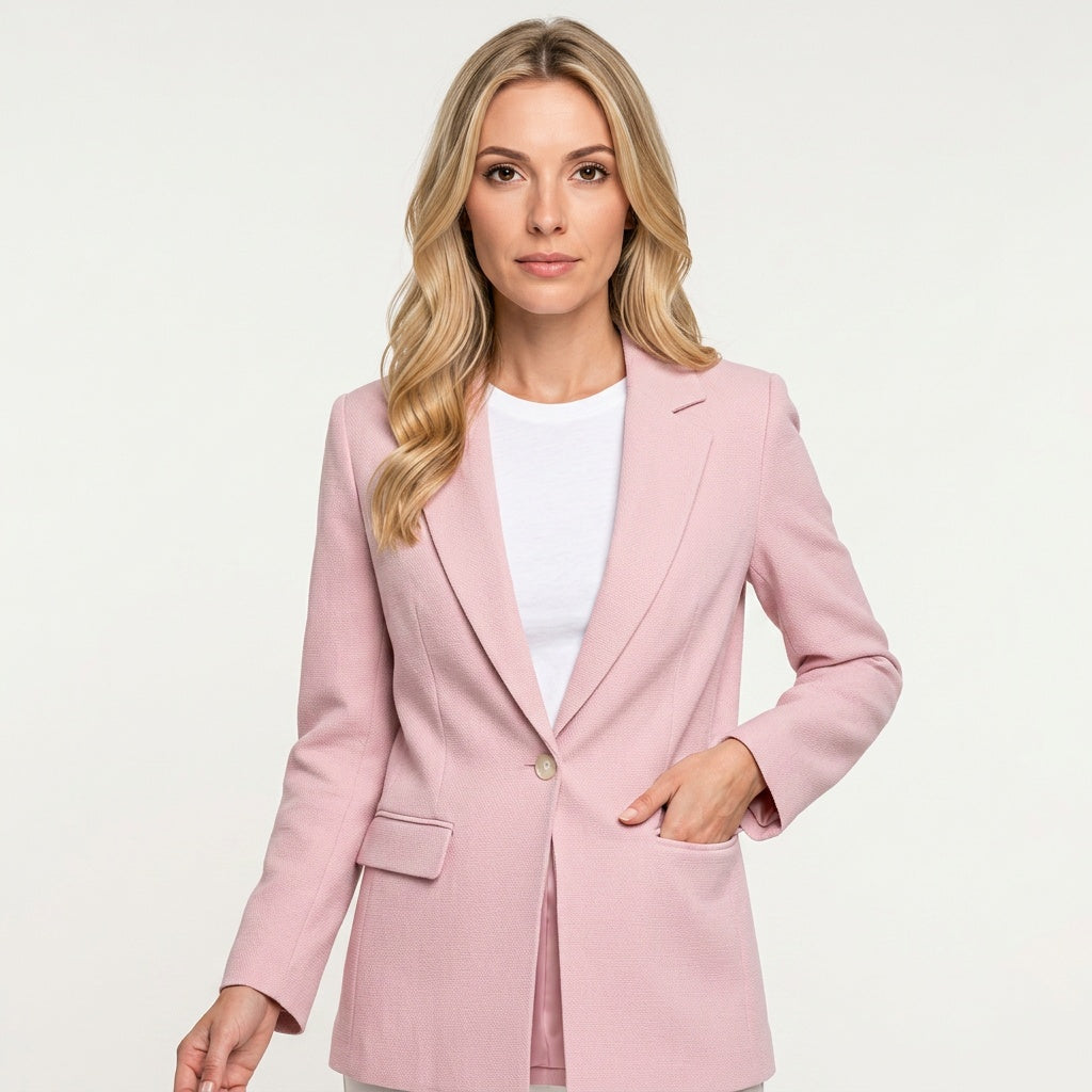 Women's Single-Button Blazer | Tailored | Chic | Autumn - Rose