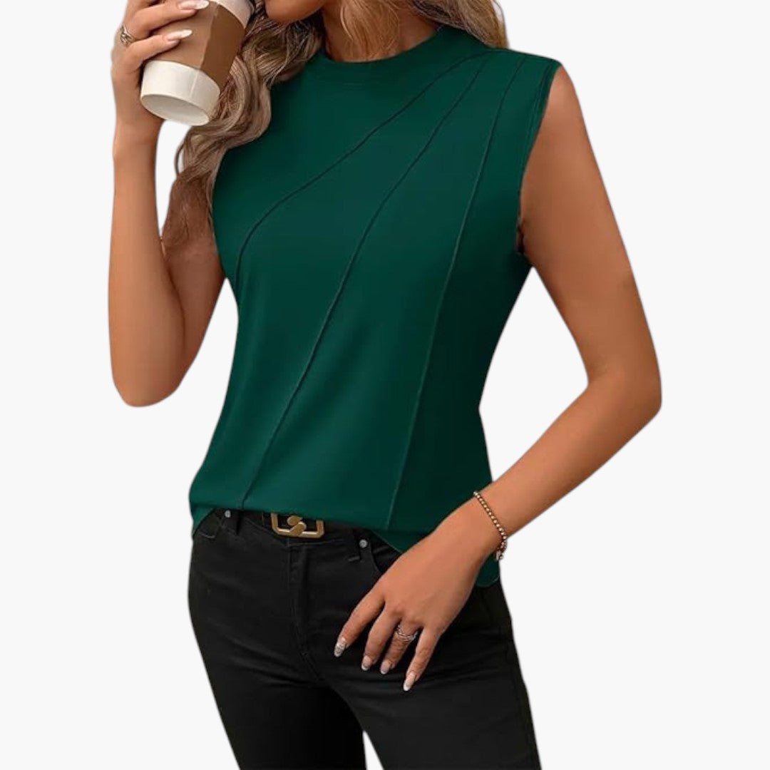Women's Sleeveless Blouse | Round Neck | Casual | Summer - Green