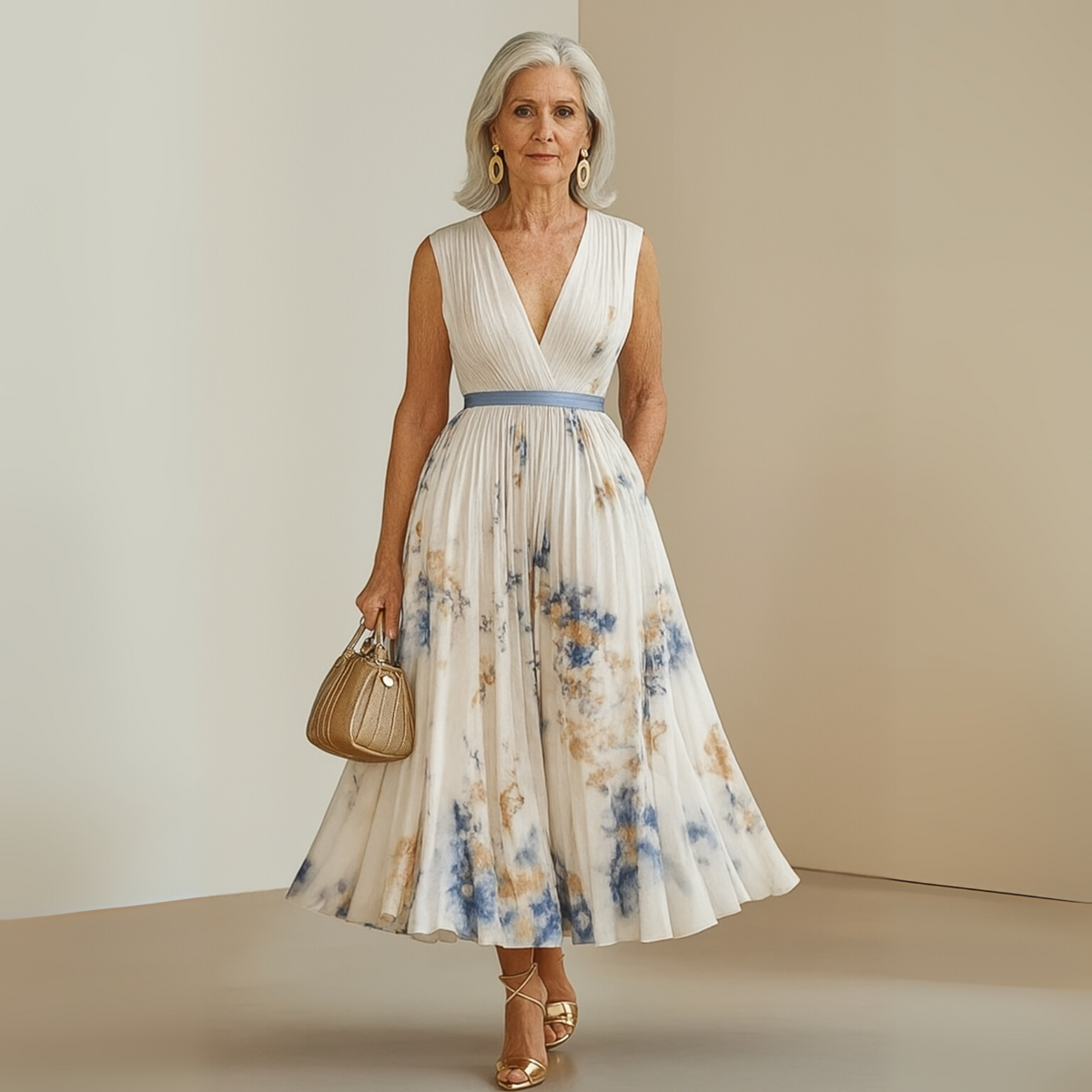 Women's Sleeveless Flowing Maxi Dress - Summer Elegance
